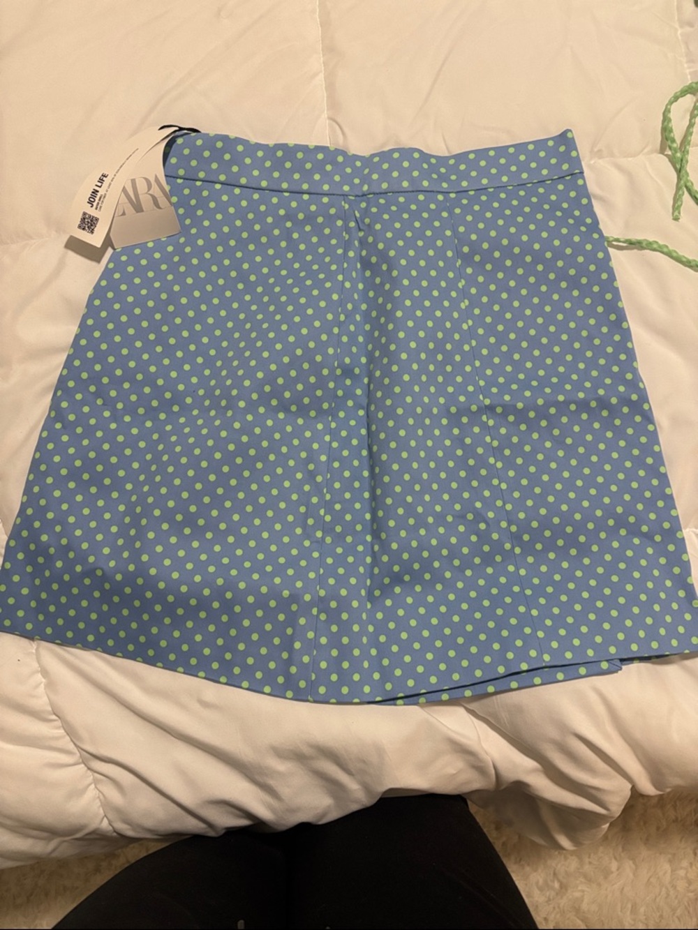 New Zara Unknown Brand Blue Polka Dot A-Line Skirt